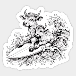 Vintage Taurus Surfers: Unique Taurus Zodiac Sign Gift for Birthdays and Mother's Day, Father's Day Sticker